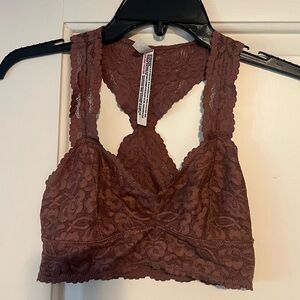 Free People Brown Lace Bralette with Racerback